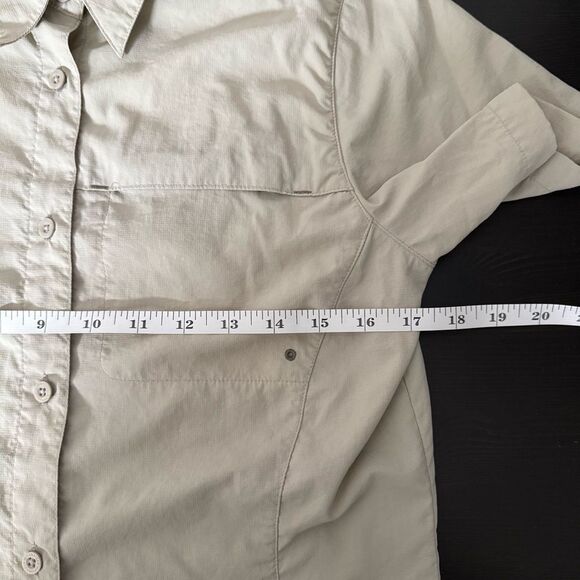 Columbia Titanium Shirt Womens Small Tan Short Sleeve Vented Outdoor Hiking - Picture 13 of 14